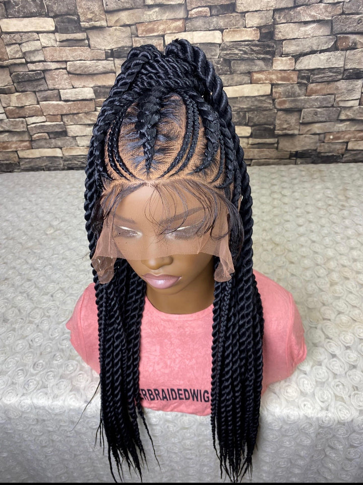 Updo Cornrow Twist Braids Wig: 