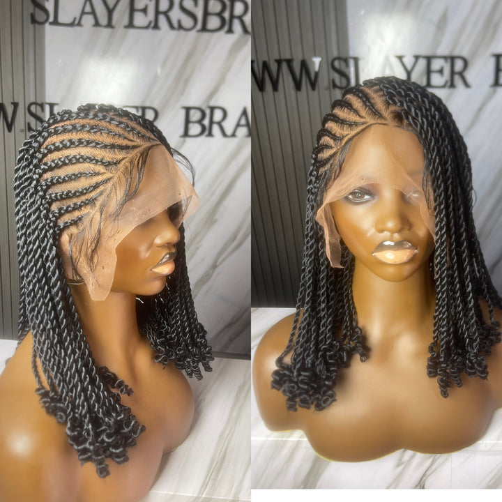 Cornrow Twist Short Wig For Black Women-Arnita unit