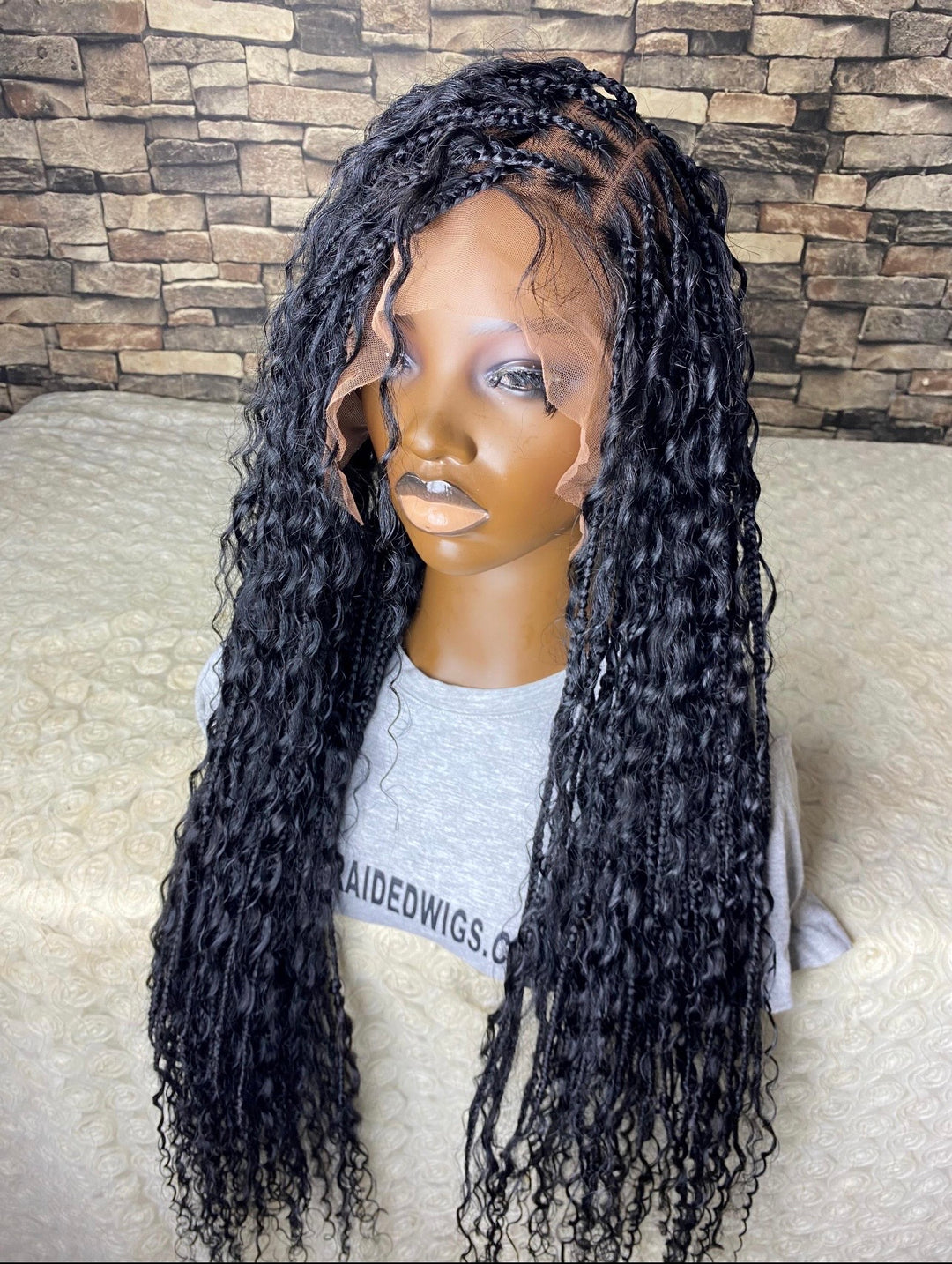 Glueless Braidstyle Luxury Human Hair Curly Knotless Wig -Stacy