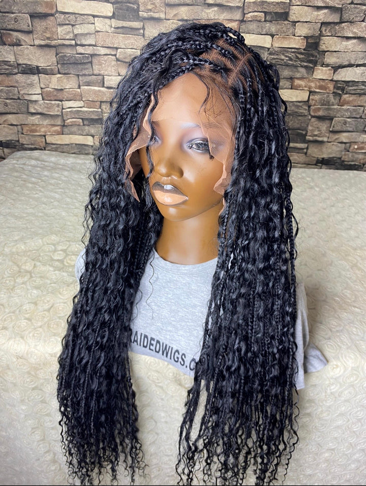 Glueless Braidstyle Luxury Human Hair Curly Knotless Wig -Stacy