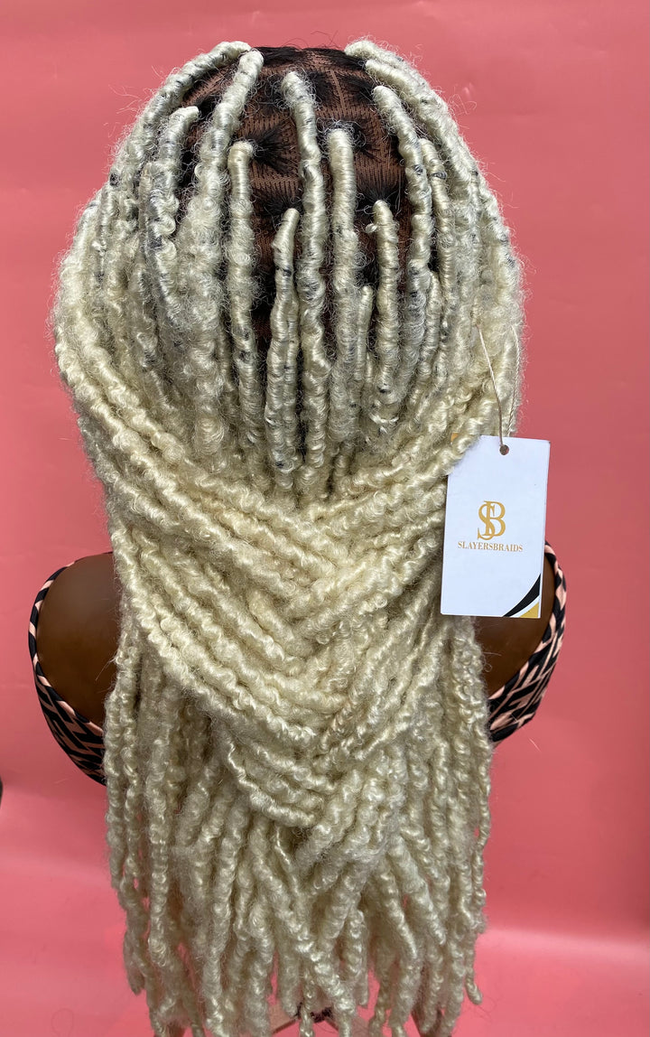 Dark Root Blonde Hair Faux Locs Wig -Asanti unit