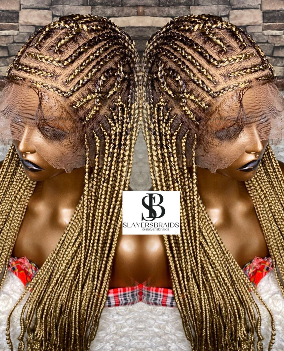 Mixed Blonde Cornrow Braided Wig: Full Lace Knotless -Rosie