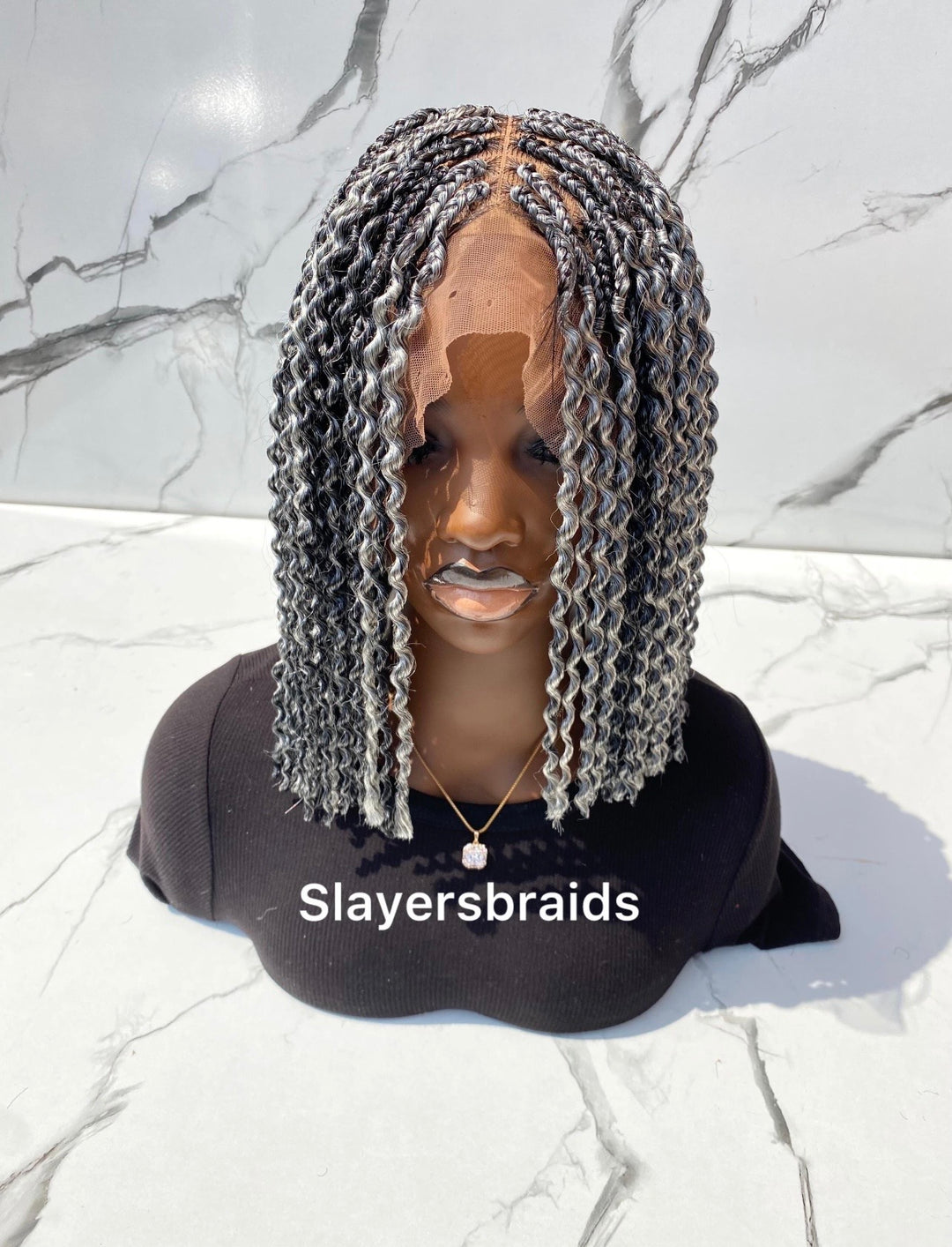 Glueless Ash Blonde natural scalp look” Twist Bob Wig -Kayla Unit