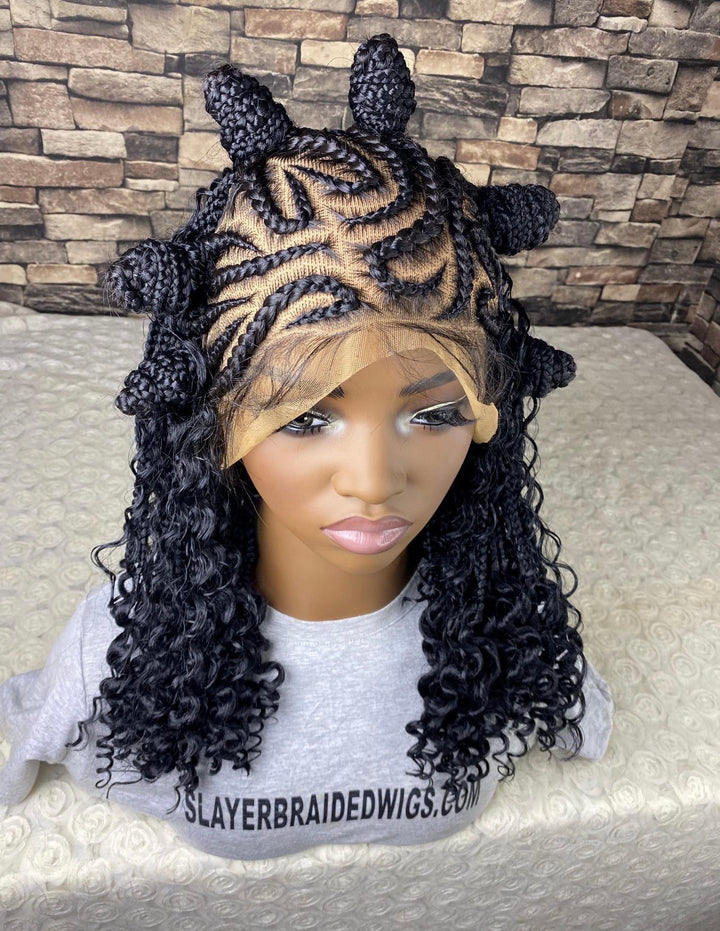 Lace front Ready to ship,Curly Cornrow Wig” Cindy Unit