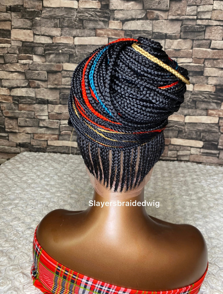 Ghana weave Cornrows Braided Wig Full Front Braid -Shon