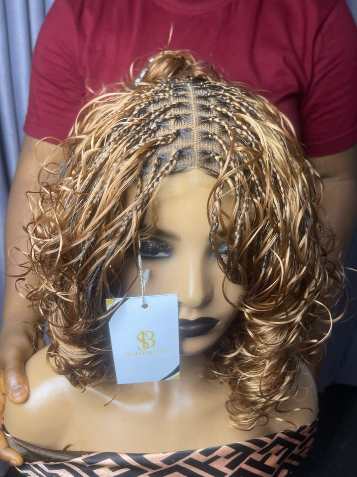 Boho Braids French Curl Wig -Tushe unit 