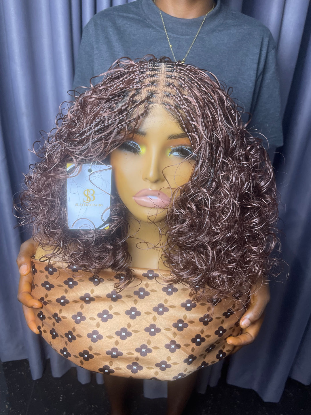 Bob Wig French Curl Boho Braids -Tushe unit 
