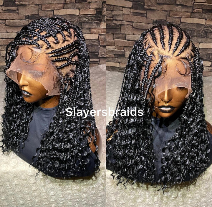 Fulani Braid Wig: Black Cornrow Braids, Full Lace, -Blessed