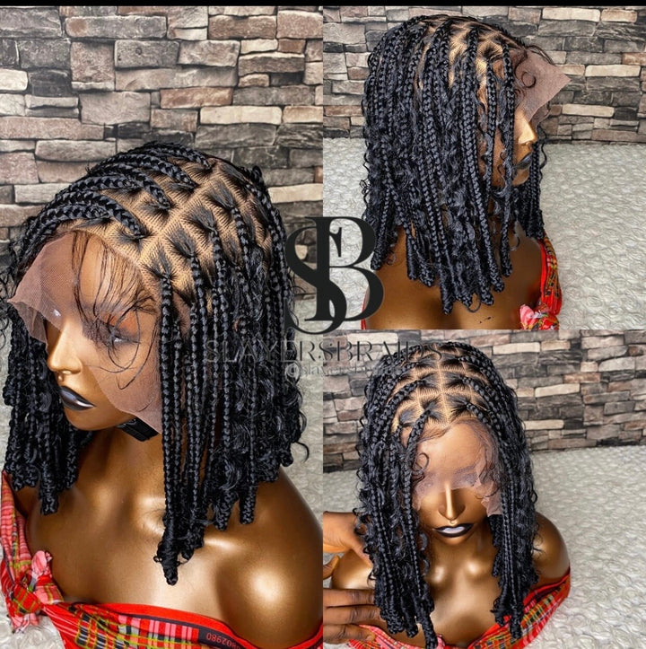 Fast Ship US UK Curly Knotless Bob Wig -Bam
