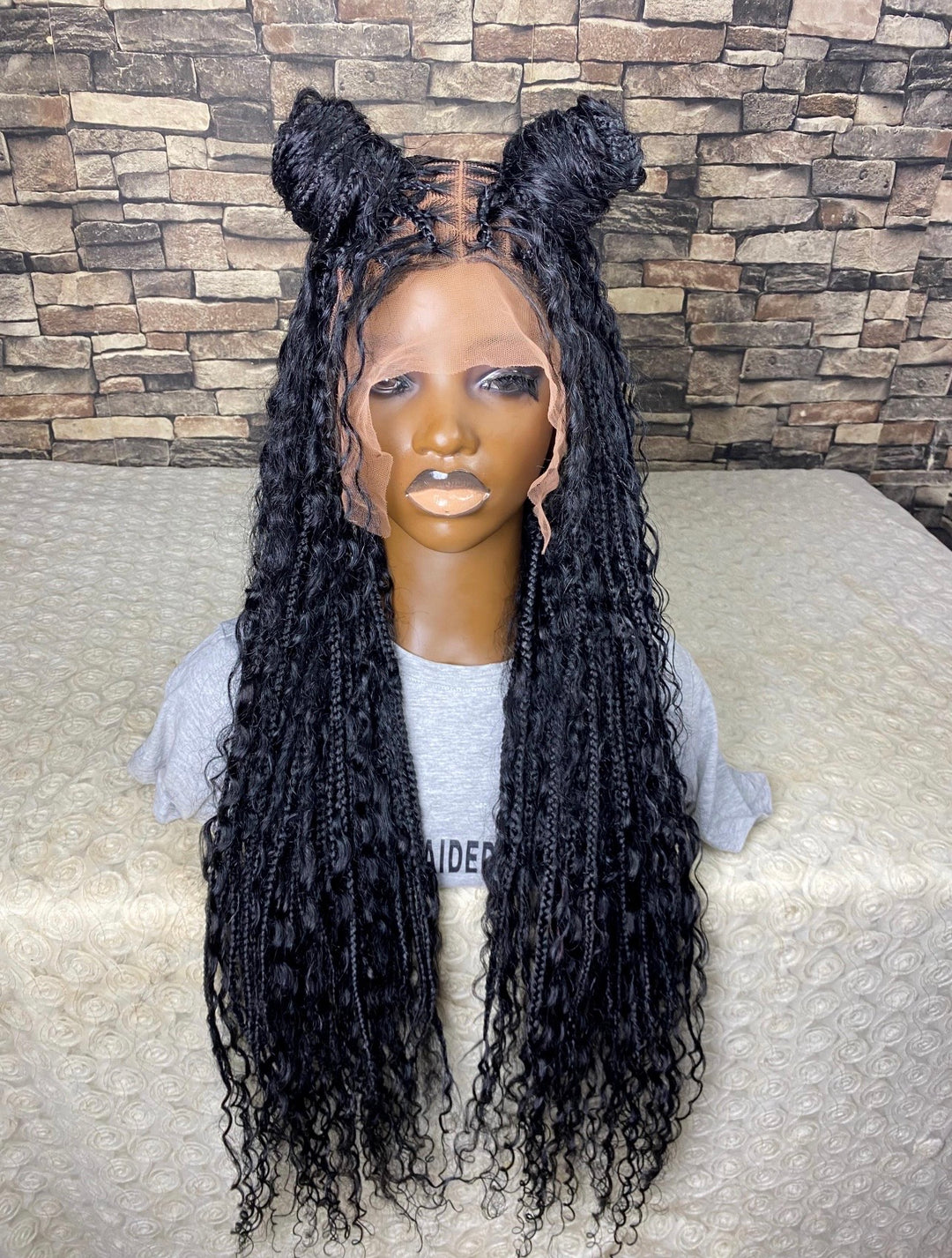 Glueless Braidstyle Luxury Human Hair Curly Knotless Wig -Stacy