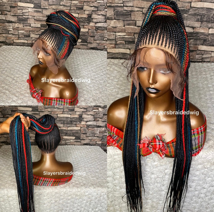 Ghana weave Cornrows Braided Wig Full Front Braid -Shon