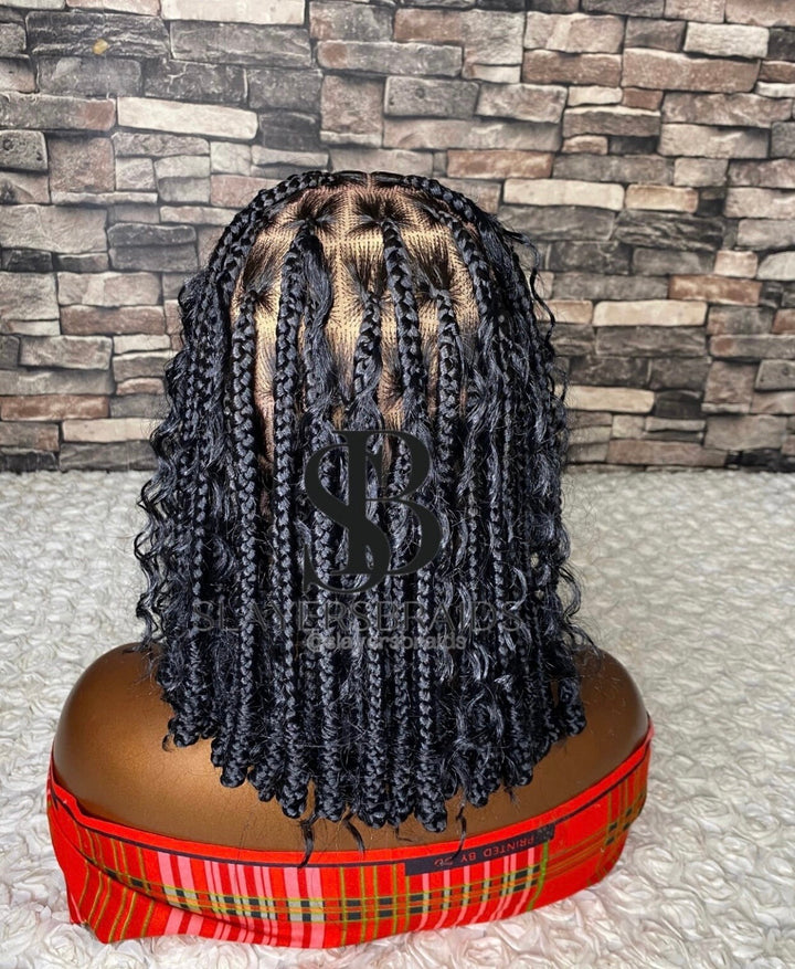 Fast Ship US UK Curly Knotless Bob Wig -Bam