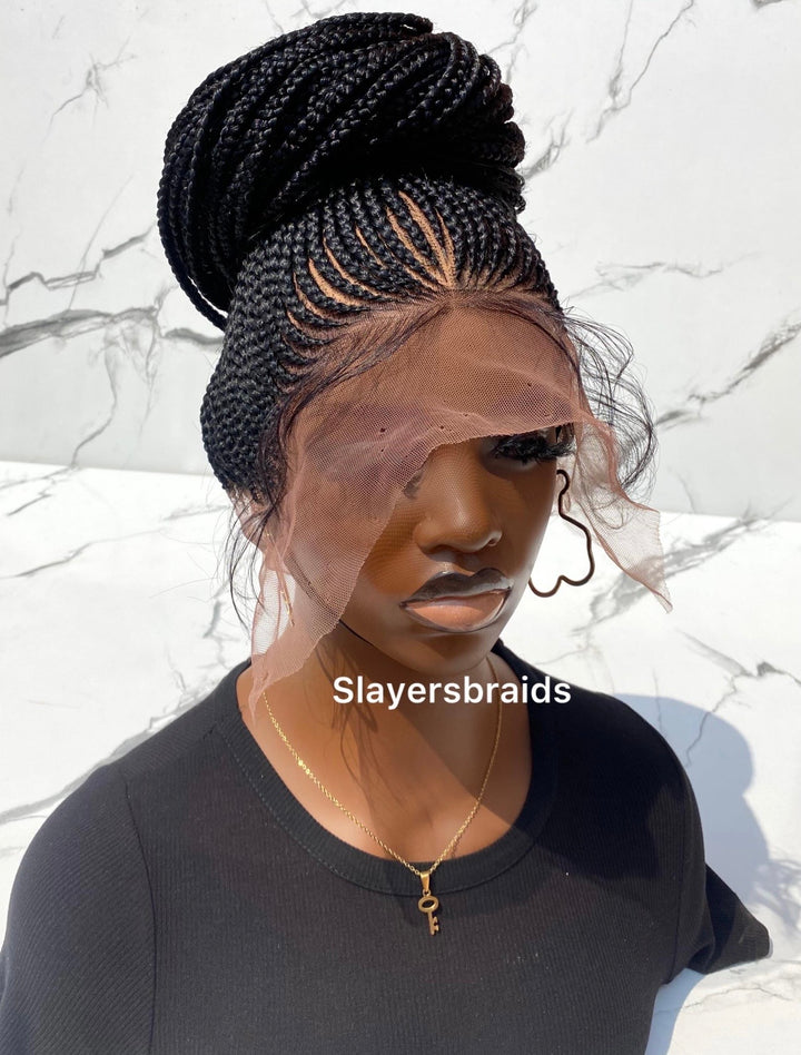 28" Shuku Cornrow Braid FulllaceWig: -Zikorah