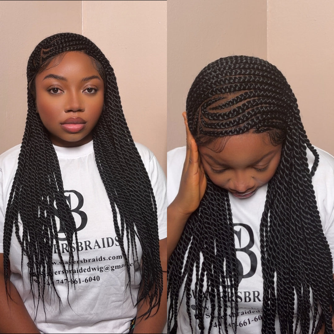 Luxury Cornrow Wig for Black People -Angela