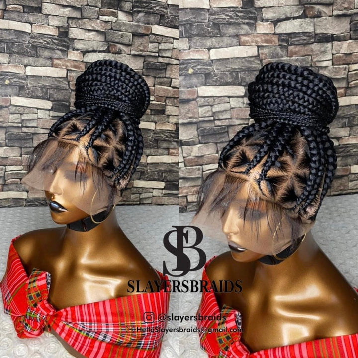 Luxury Cornrow BoxBraidWig Natural Looking Glueless BraidedWig -Chevy