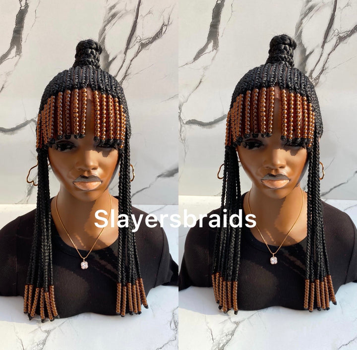 Beaded Fringe Cornrow Full Lace Wig -Ariyo