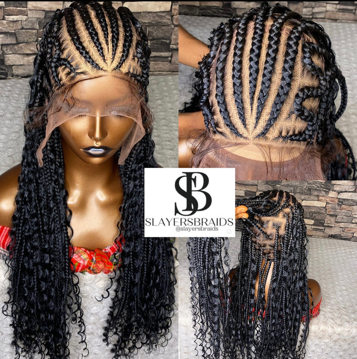 Trendy Stitch Cornrow Braids Wig for black Women