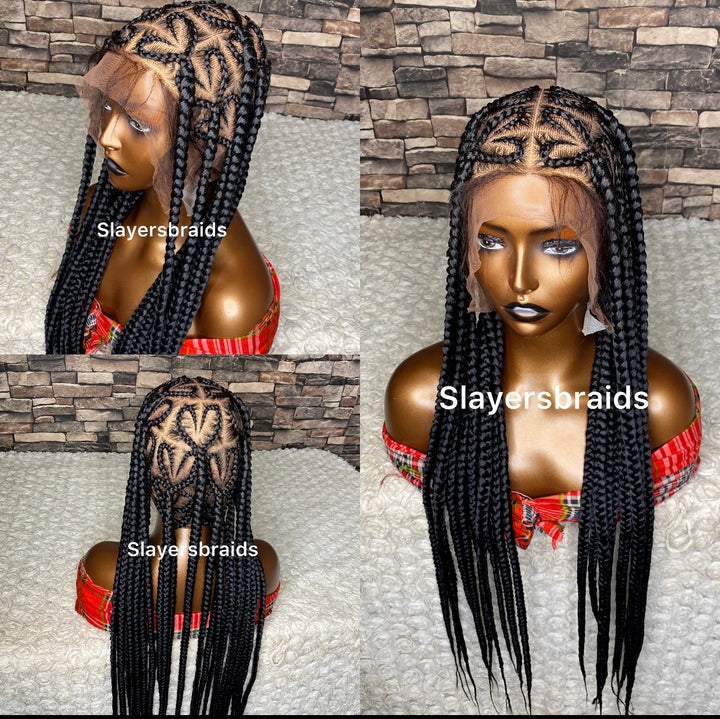 30” Knotless Braided Wig: Love Shape,-Julie