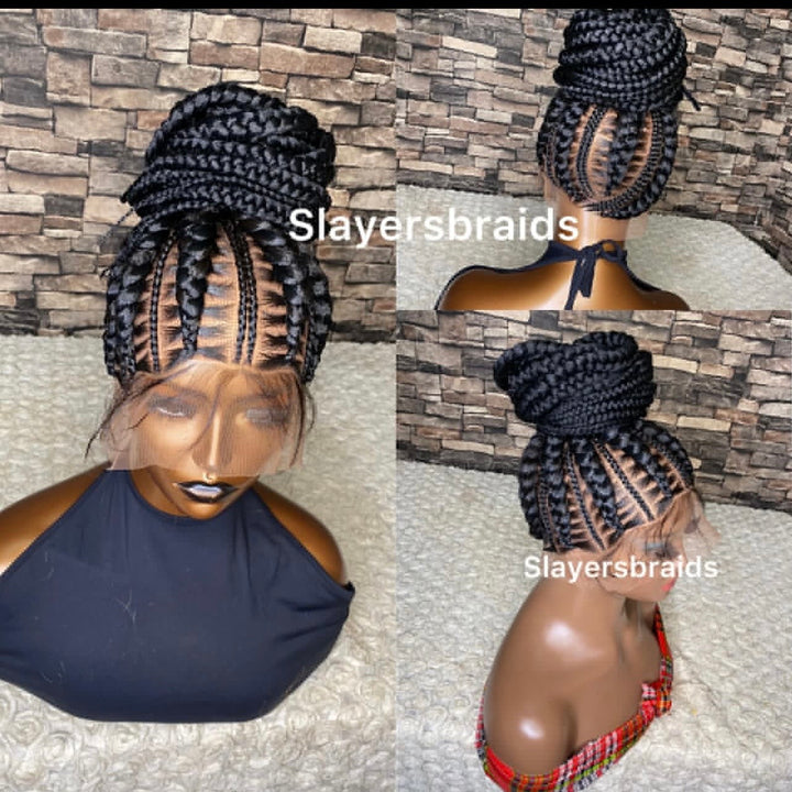 Ghana Weave Cornrow Braids Wig: Full Lace Knotless Braids -Esther