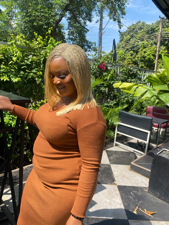 Fast Ship Micro Braids Lace Wig|Easy install hair- Bob Nano blonde