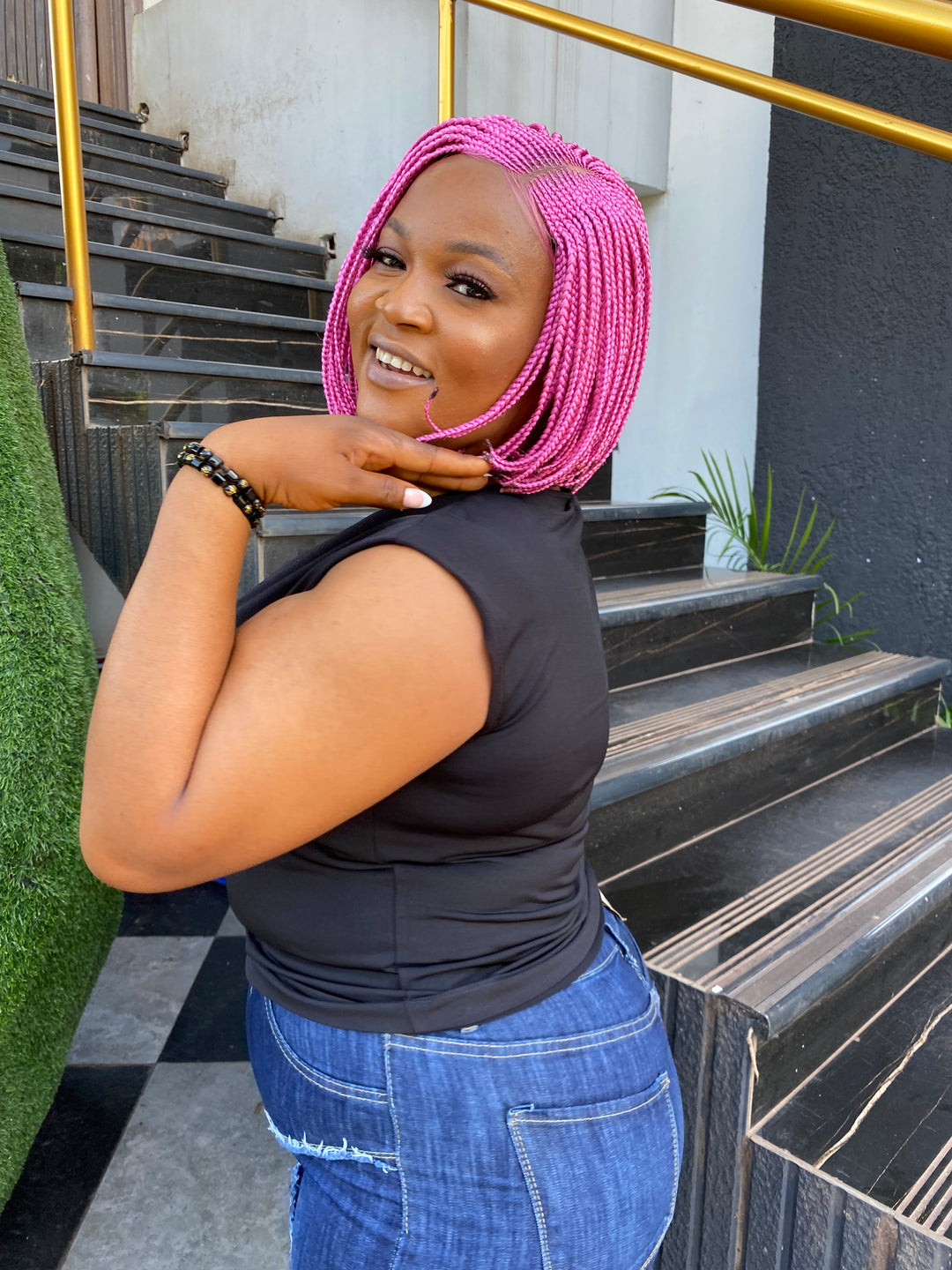Glueless Beginner Friendly Natural Scalp Braids Wig -Pinky Unit