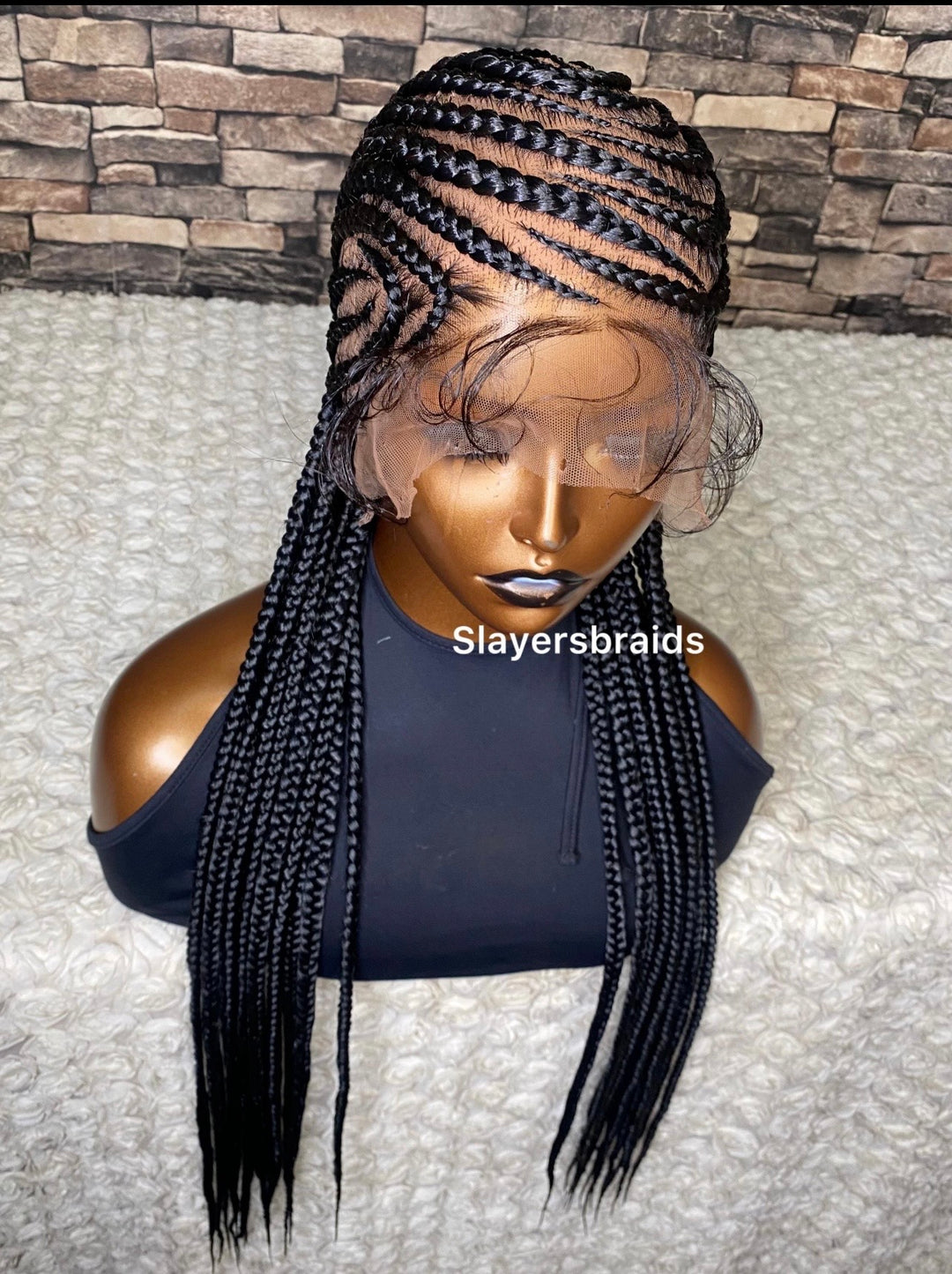 Straight All back Custom Braided Wig for Black Women -Sandra Unit