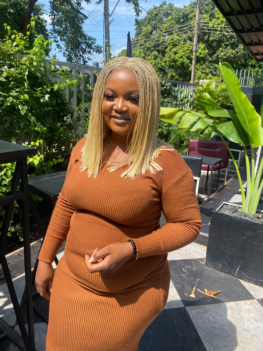 Fast Ship Micro Braids Lace Wig|Easy install hair- Bob Nano blonde