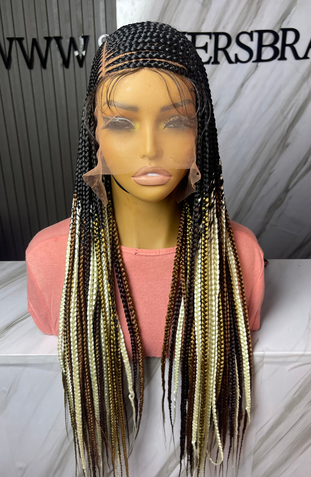 Realistic FullLace Braided Wig Protective Style For Black -Brandy