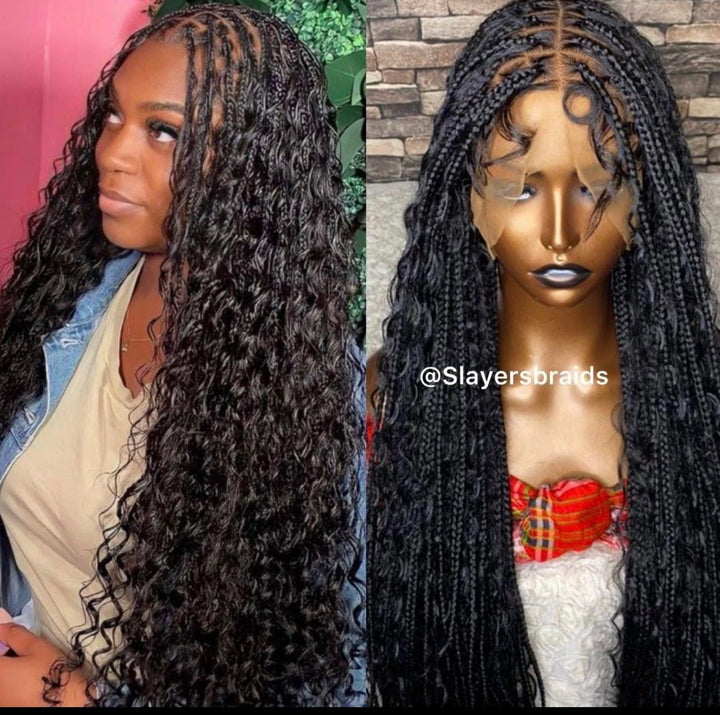 Goddess Braided Wig: Knotless Boho Lace Front -Diana 1b