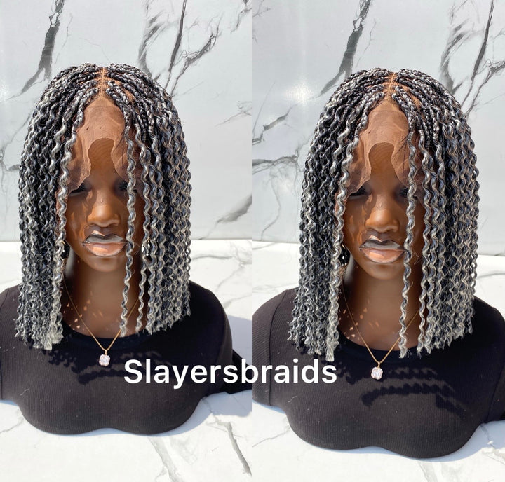 Glueless Ash Blonde natural scalp look” Twist Bob Wig -Kayla Unit