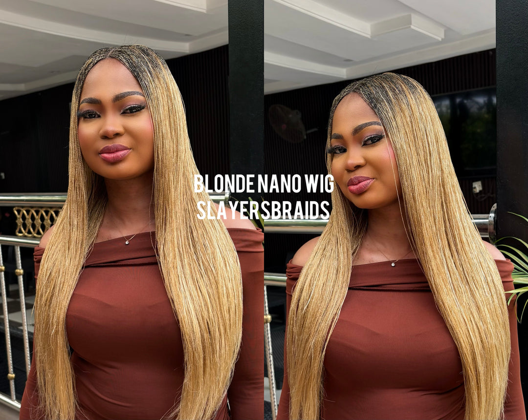 Fast Ship Micro Braids Lace Wig|Easy install hair- Nano blonde