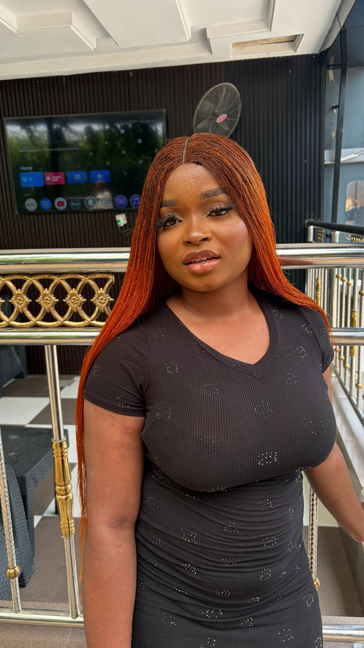Mini MicroTwist Braided Wig | Long born Straight Wig  -Nano Orange