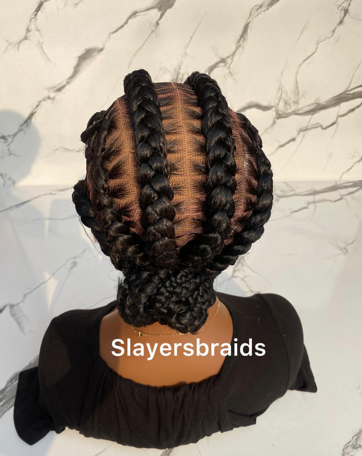 Fulani Braided Wig Crisscross Cornrow -Cherry