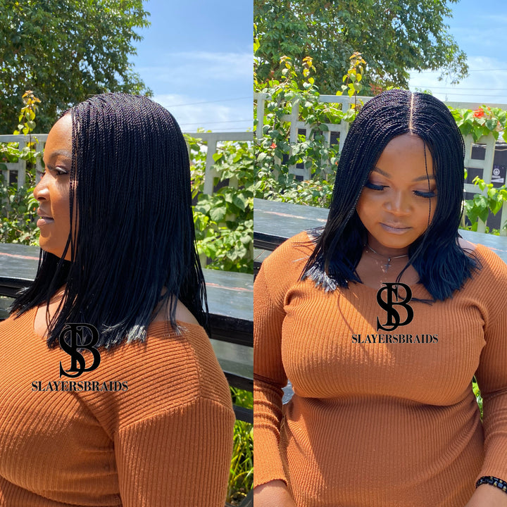 Fast Ship Micro Braids Lace Wig|Easy install hair- Bob Nano 