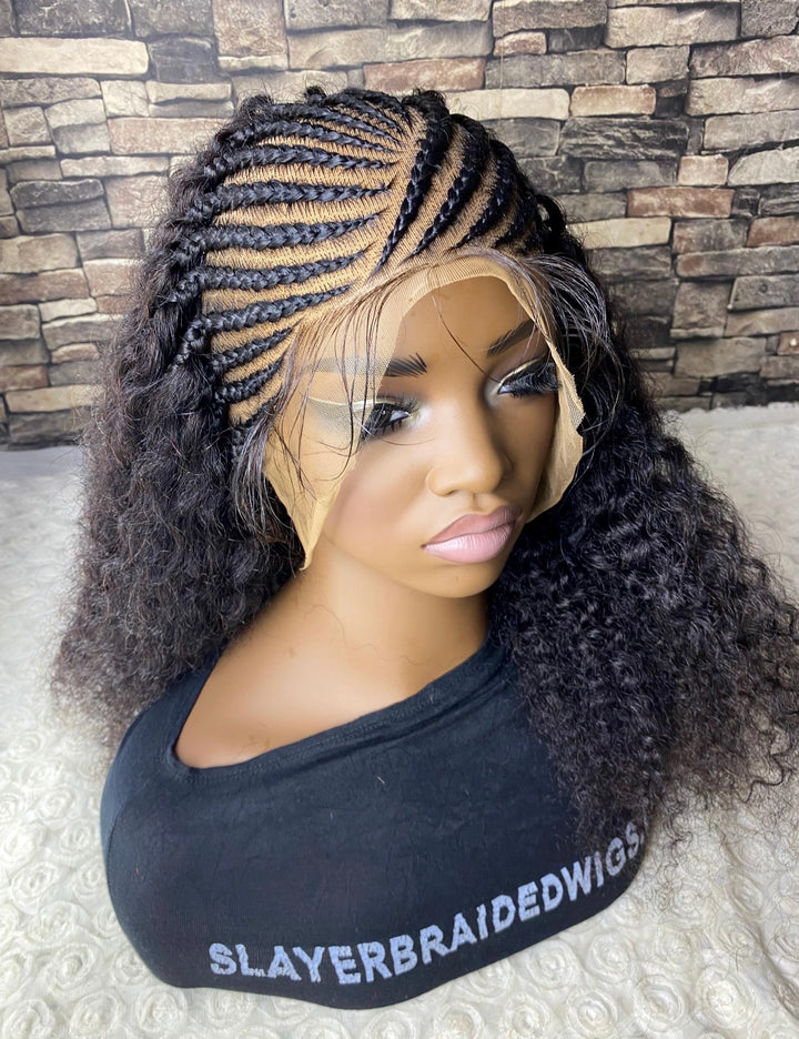 Lace Front Cornrow Braid Human Hair Wig  -Mellisa
