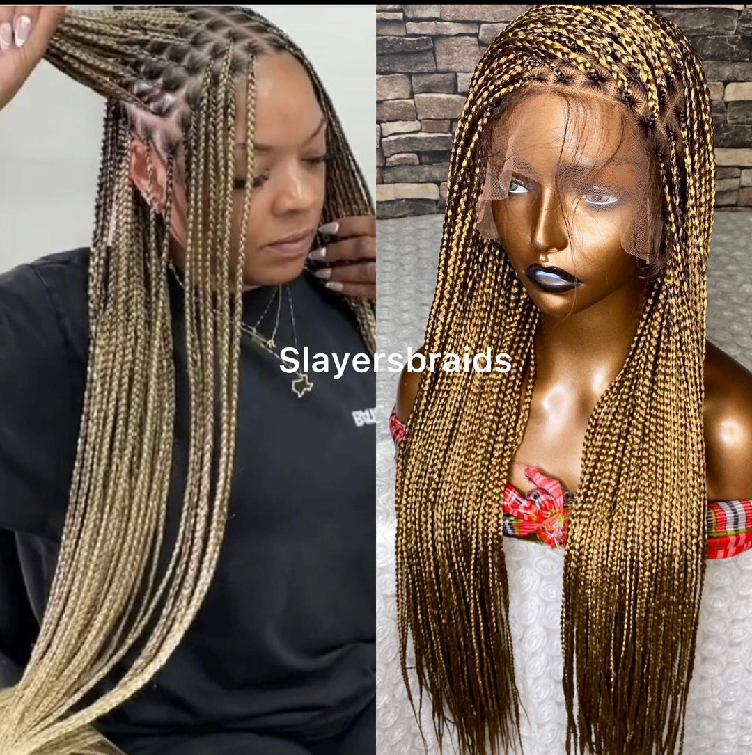 Mixed blonde Knotless Braid Wig Protective Style For Women -Sheria