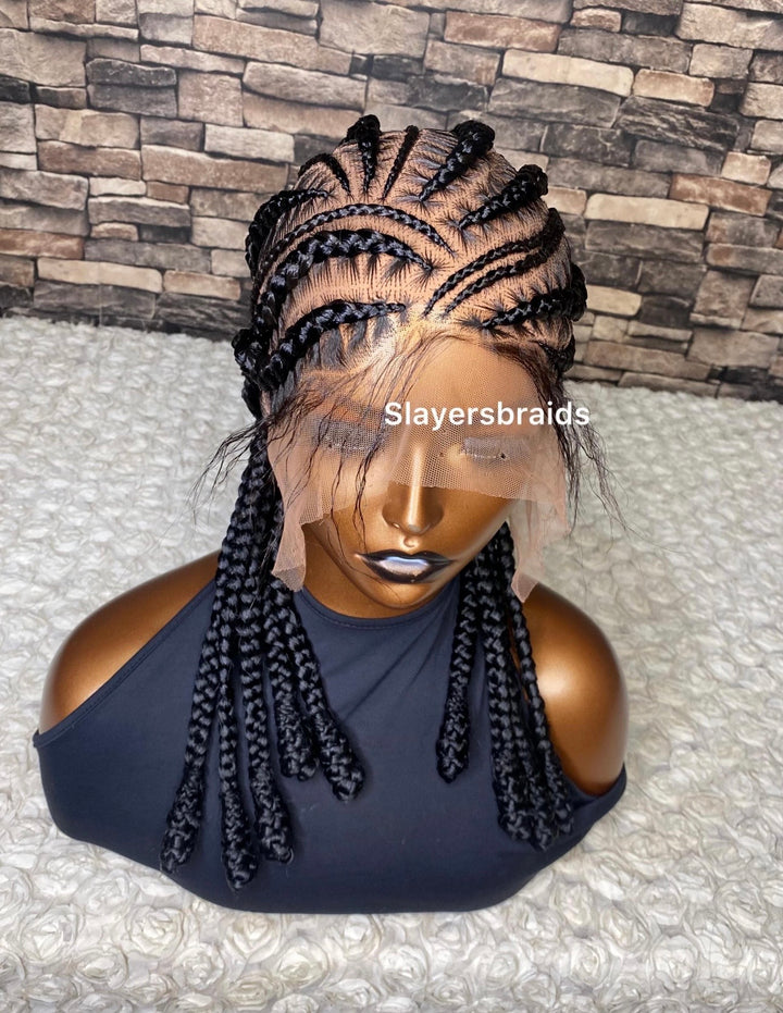 PreStyled Glueless Tribal Fulani Cornrow Bob Wig