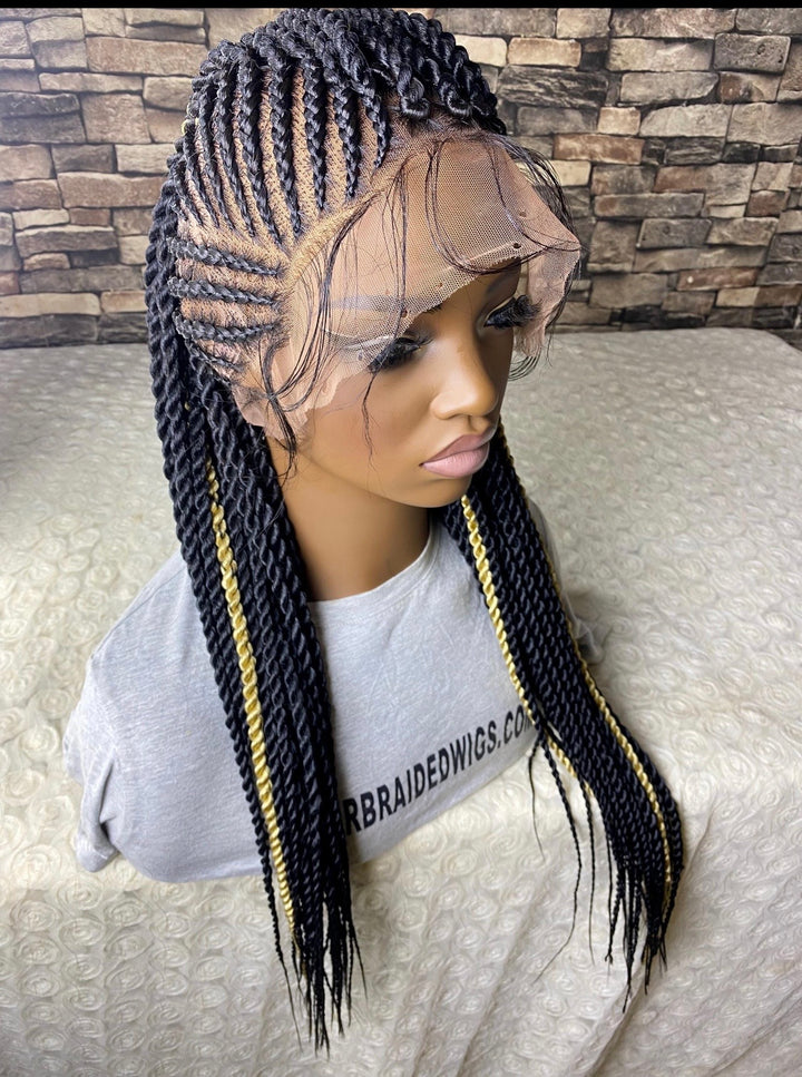Glueless Mohawk Cornrow Highlight Braided Wig  -Latoya