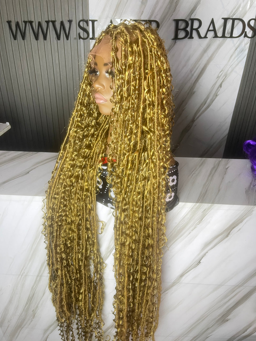 Honey blonde Boho fauxlocs wig 45”