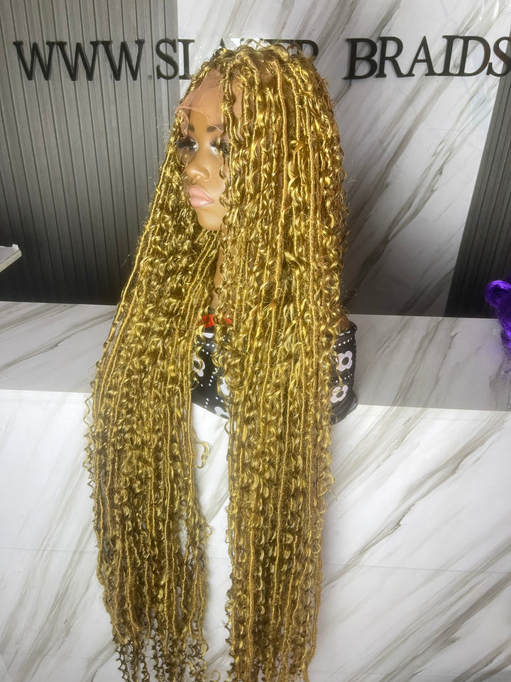 Honey blonde Boho fauxlocs wig 45”