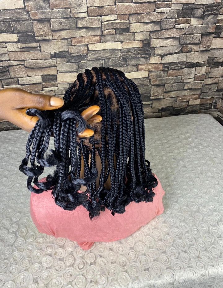 Fulani Cornrows Braided Wig: Black Braids Full Lace Wig -Dolly unit