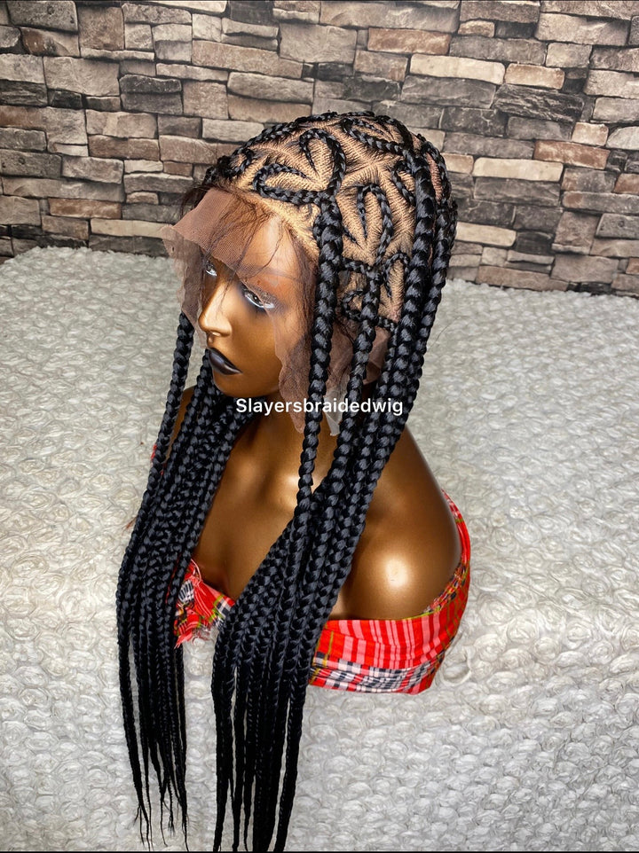 30” Knotless Braided Wig: Love Shape,-Julie