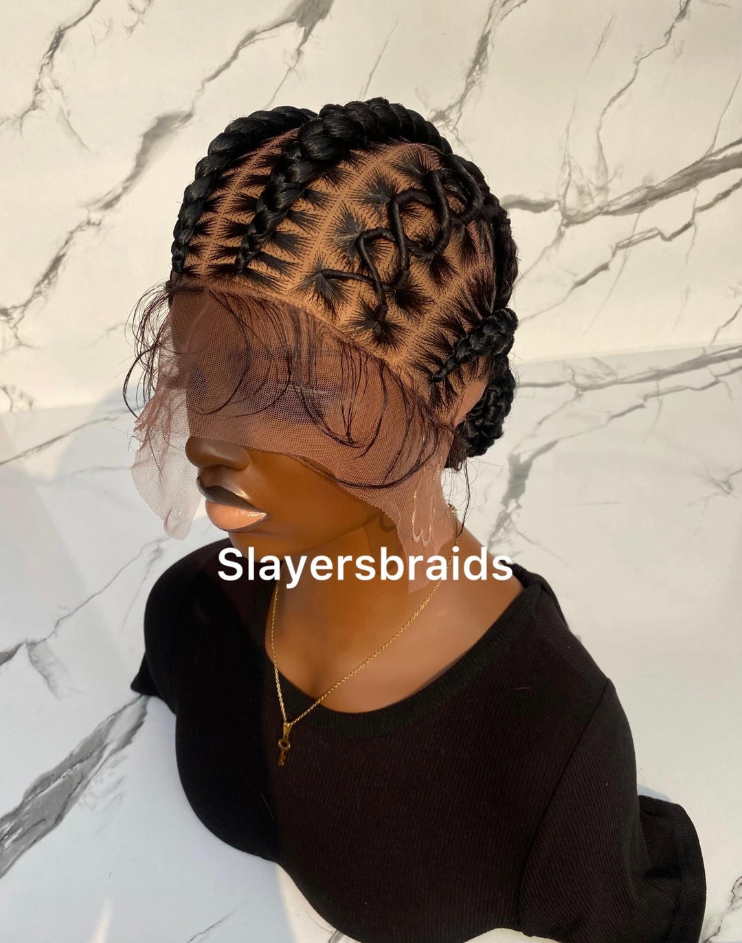 Fulani Braided Wig Crisscross Cornrow -Cherry
