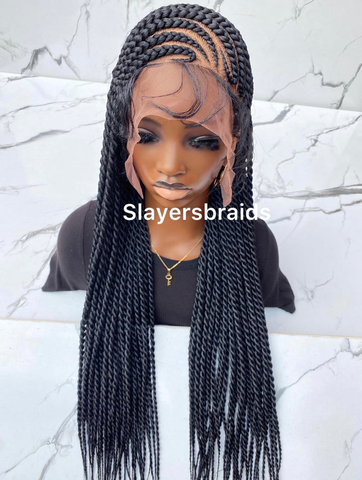Cornrow braided wig Luxury for Black women vacation hair -Angela