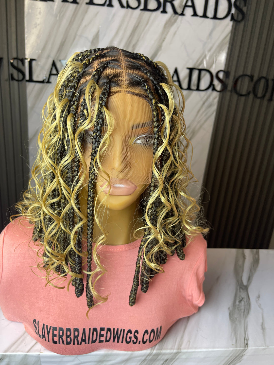 Fast Ship Curly Knotless Bob Wig -Nina T27