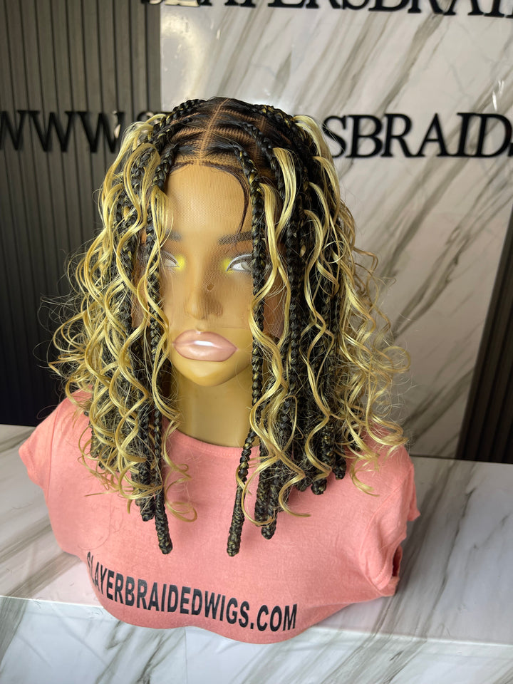 Fast Ship Curly Knotless Bob Wig -Nina T27