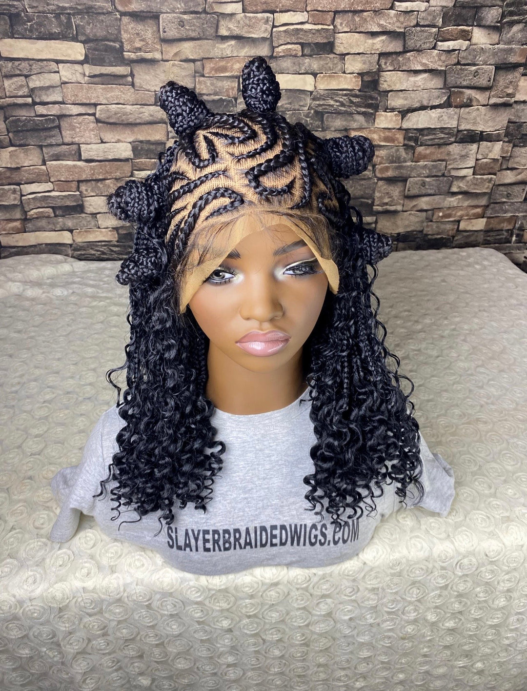 Lace front Ready to ship,Curly Cornrow Wig” Cindy Unit
