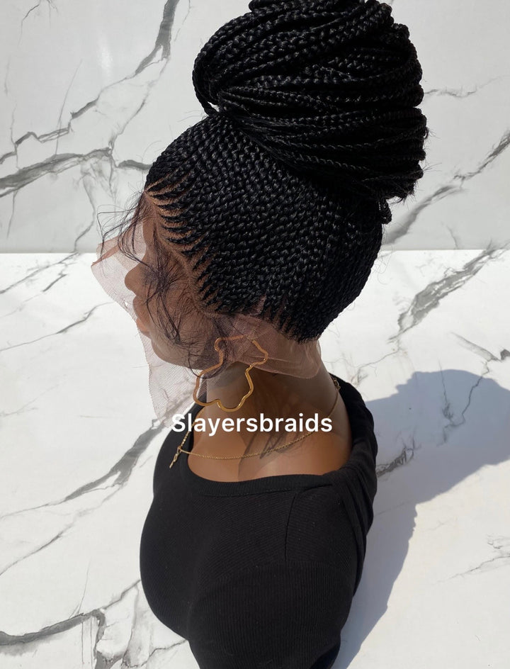 28" Shuku Cornrow Braid FulllaceWig: -Zikorah