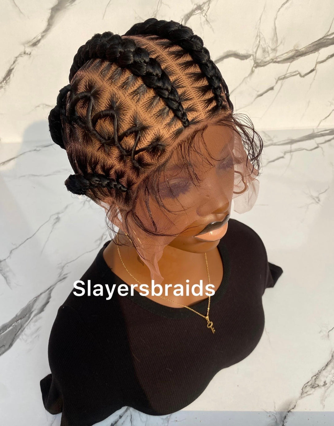 Fulani Braided Wig Crisscross Cornrow -Cherry