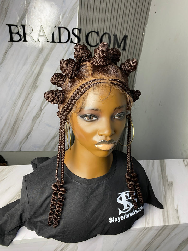Bantu knot wig: fulllace braidedwig  -Buntu
